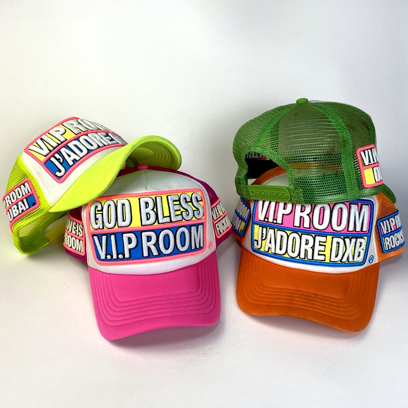 Fashion Quantity 3D Puff Reflective Embroidery Glow in the Dark Designer Trucker Mesh Cap Hat for Club