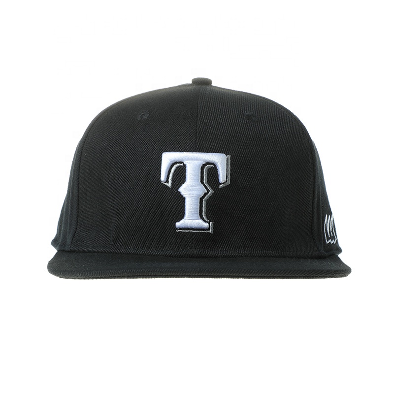 Black Custom Your Own Logo  Quality Flexiable Hat 3D Embroidery Sports Hip Hop Men Fitted Cap