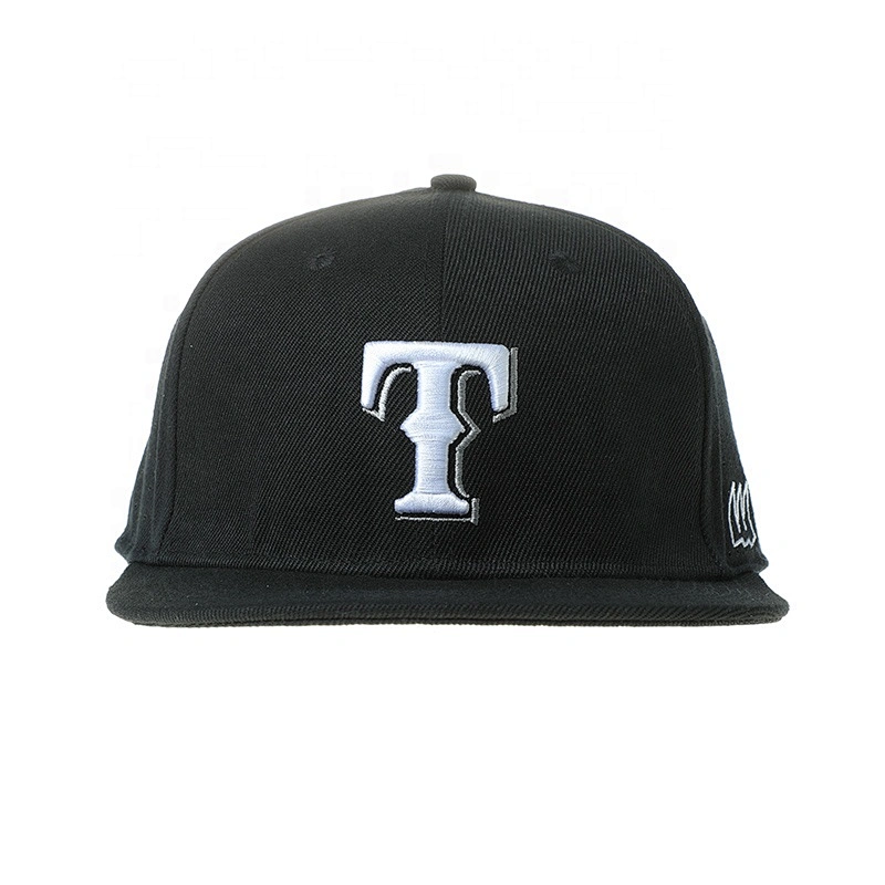 Black Custom Your Own Logo  Quality Flexiable Hat 3D Embroidery Sports Hip Hop Men Fitted Cap
