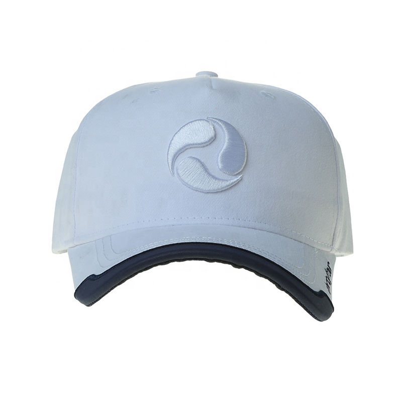 5 Panel Custom Logo 3D Embroidered White Baseball Cap