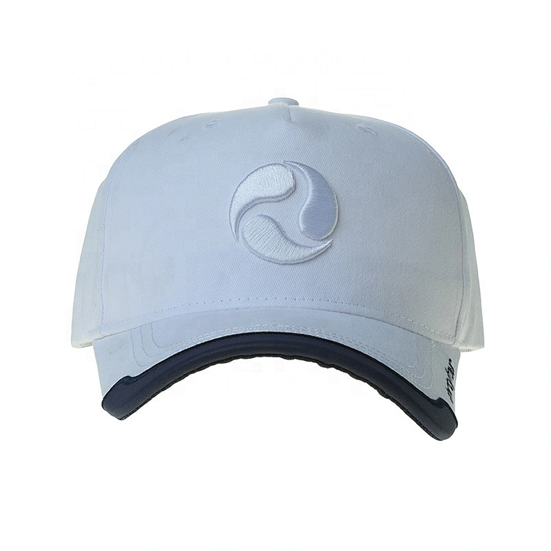 5 Panel Custom Logo 3D Embroidered White Baseball Cap