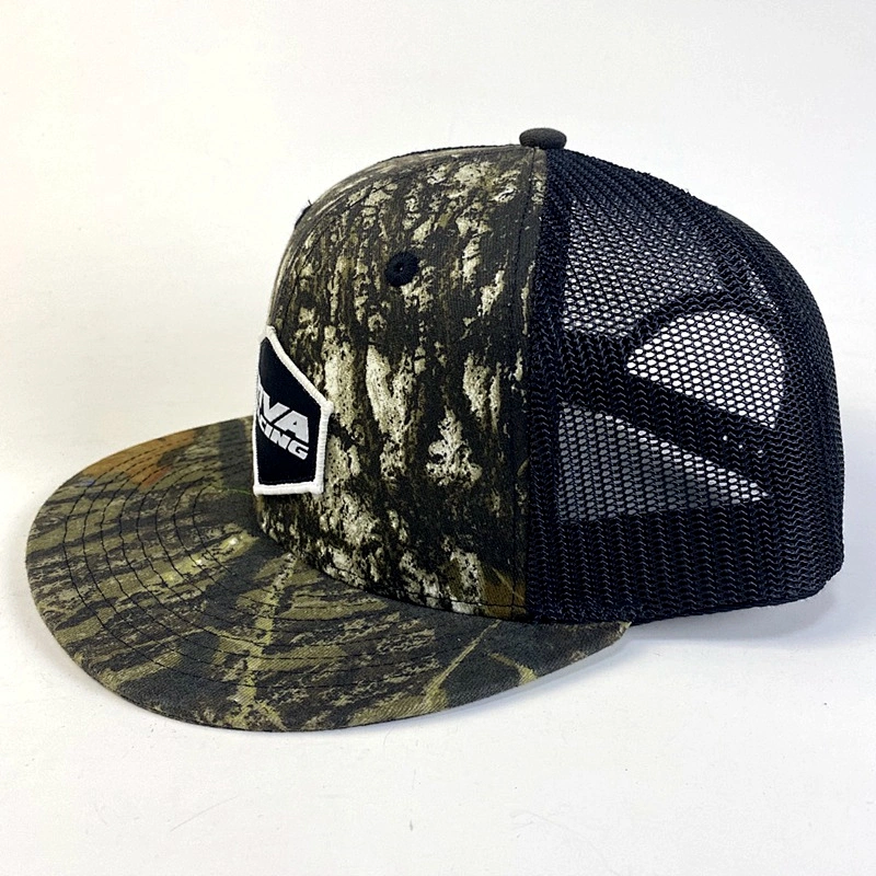 Forest Camouflage Flat Brim Hat Snapback Trucker Cap for Adults