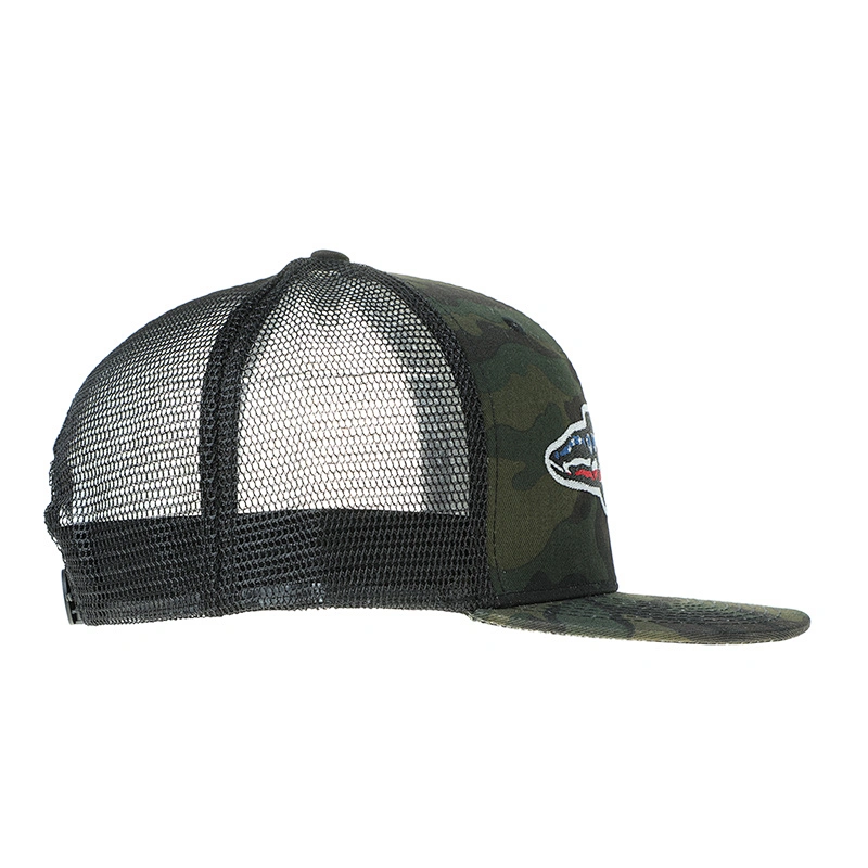 New 6 Panel Snapback Hats 100% Cotton Camouflage Wholesale Trucker Cap with Custom Embroidered Logo