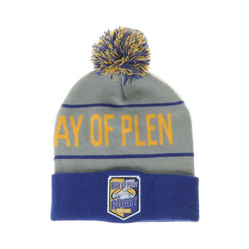 New Fashion Style Winter Beanie Cap With Embroidered Logo And Pompom