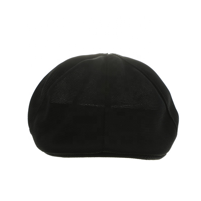 Black Wholesale Ivy Mesh Cap Flat Beret Customized Designer Outdoor Hat Breathable Peaked Hat Cap for Men