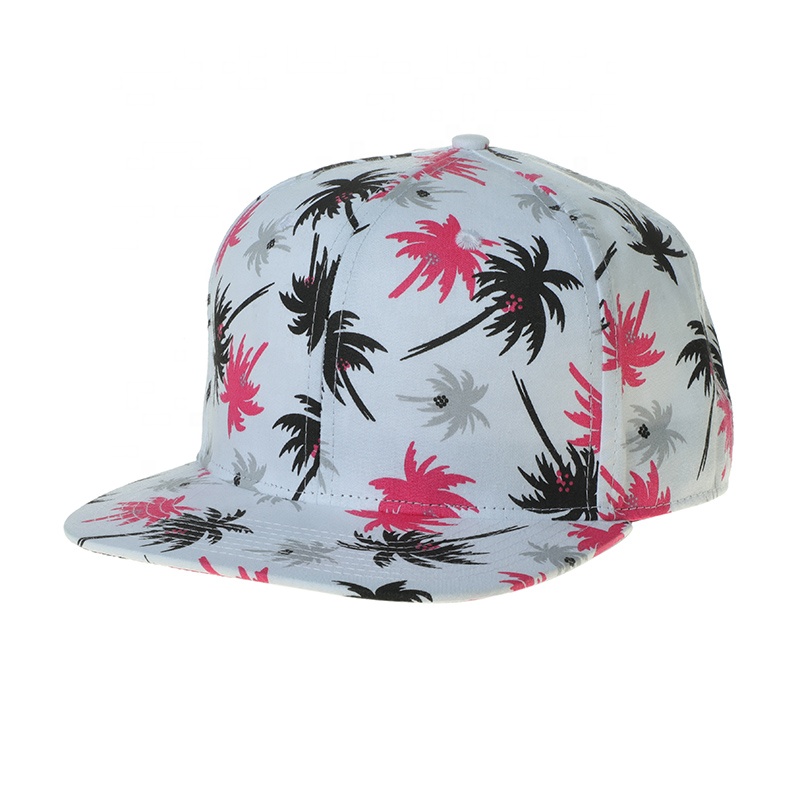 New Design Hawaiian Floral Pattern Snapback Wholesale Cap Hat Summer Beach Hat Popular Fashion Sports Hip Hop Cap