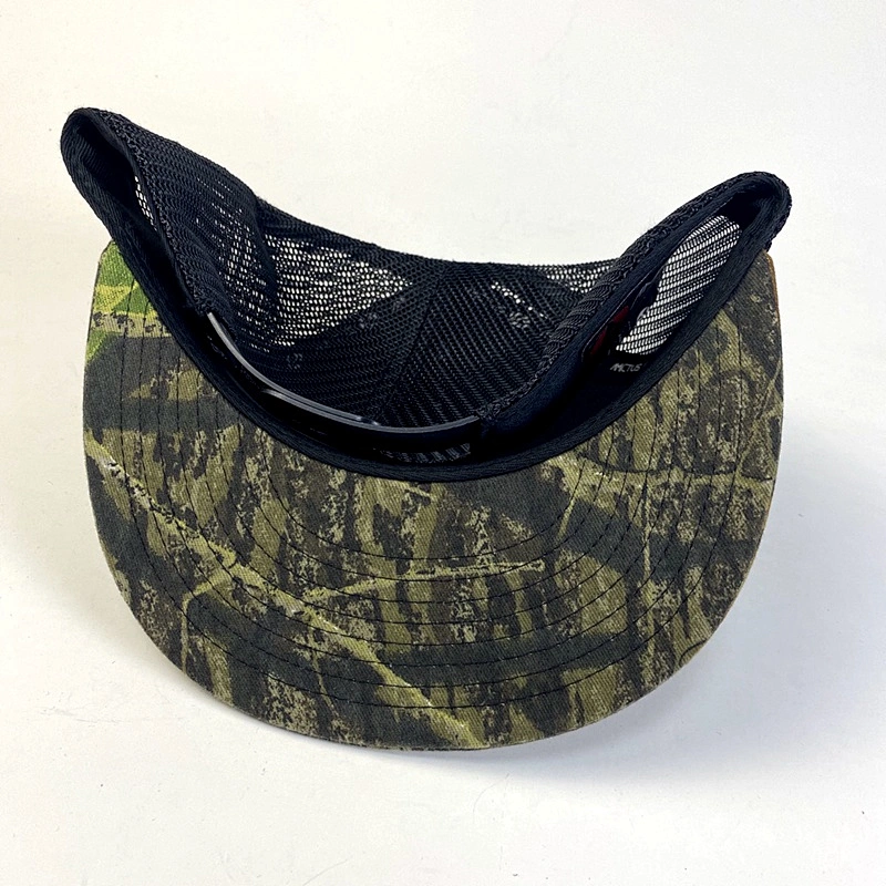 Forest Camouflage Flat Brim Hat Snapback Trucker Cap for Adults