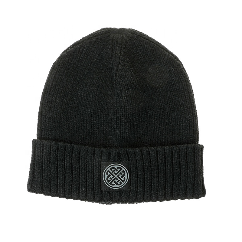 Wholesale 100% Acrylic Custom Logo Knitted Beanie Hat