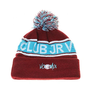 Wholesale 100% Acrylic Beanie Hat With Embroidered Logo And Pompom