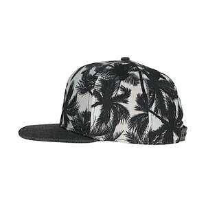 Customized Plain Snapback Cap Hat Floral Sublimation Printed Hip Hop Cotton Polyester Promotinal Sports Blank Cap