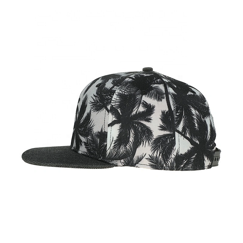 Customized Plain Snapback Cap Hat Floral Sublimation Printed Hip Hop Cotton Polyester Promotinal Sports Blank Cap