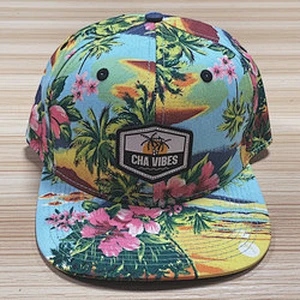 Wholesale Premium Blank Floral Flat Bill Hat Plain Caps for Printing Summer Hawaii Cap Beach Sports Snapback Hat for Sublimation