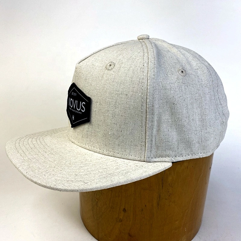 Custom Hemp Cotton Snap Back Hat Woven Patch Logo Flat Brim Snapback Hip Hop Caps Hats