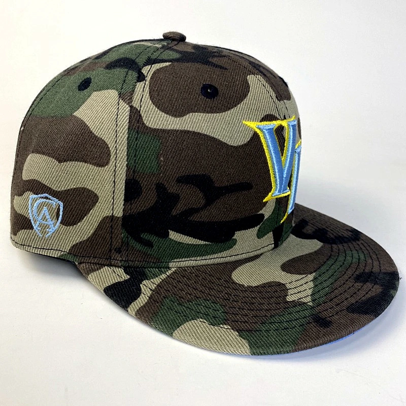 Custom Camo 3D Embroidery Wholesale Promotional Snapback Flat Brim Camouflage Sport Cap