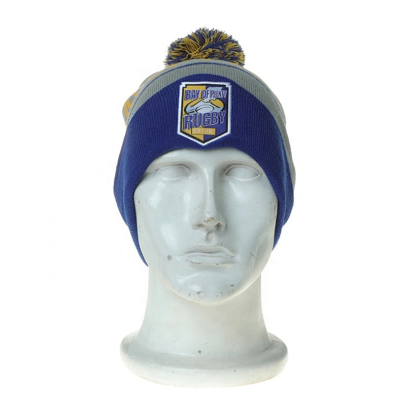 New Fashion Style Winter Beanie Cap With Embroidered Logo And Pompom