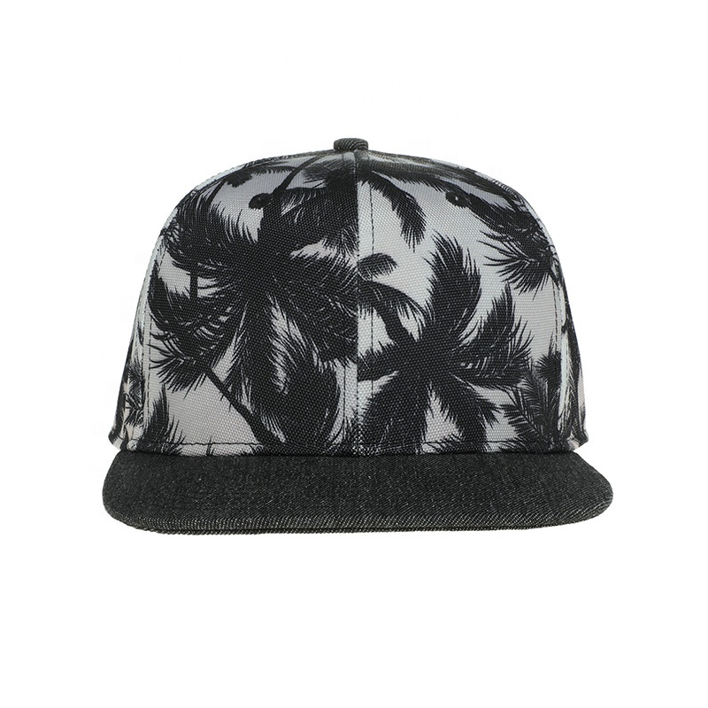 Customized Plain Snapback Cap Hat Floral Sublimation Printed Hip Hop Cotton Polyester Promotinal Sports Blank Cap