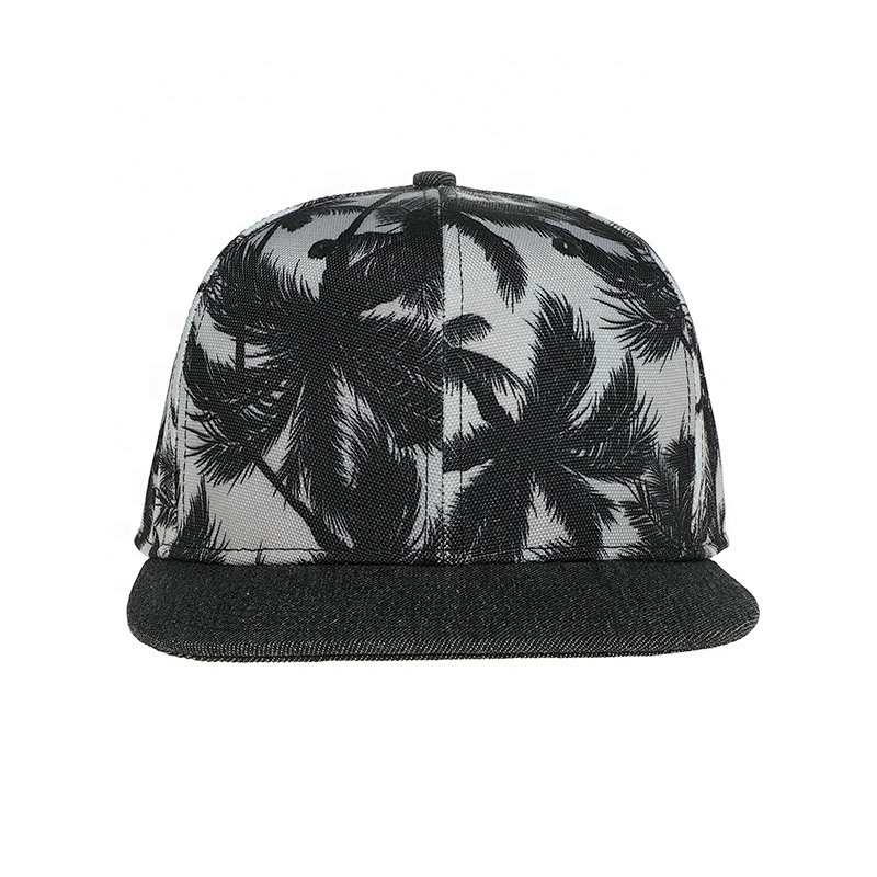 Customized Plain Snapback Cap Hat Floral Sublimation Printed Hip Hop Cotton Polyester Promotinal Sports Blank Cap