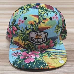 Wholesale Premium Blank Floral Flat Bill Hat Plain Caps for Printing Summer Hawaii Cap Beach Sports Snapback Hat for Sublimation