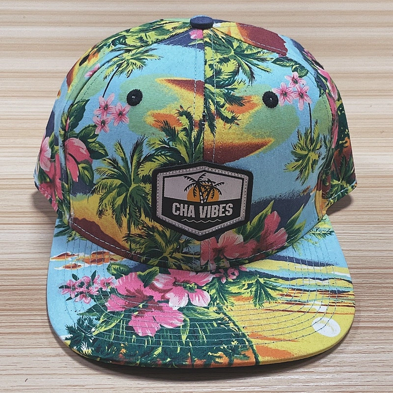Wholesale Premium Blank Floral Flat Bill Hat Plain Caps for Printing Summer Hawaii Cap Beach Sports Snapback Hat for Sublimation