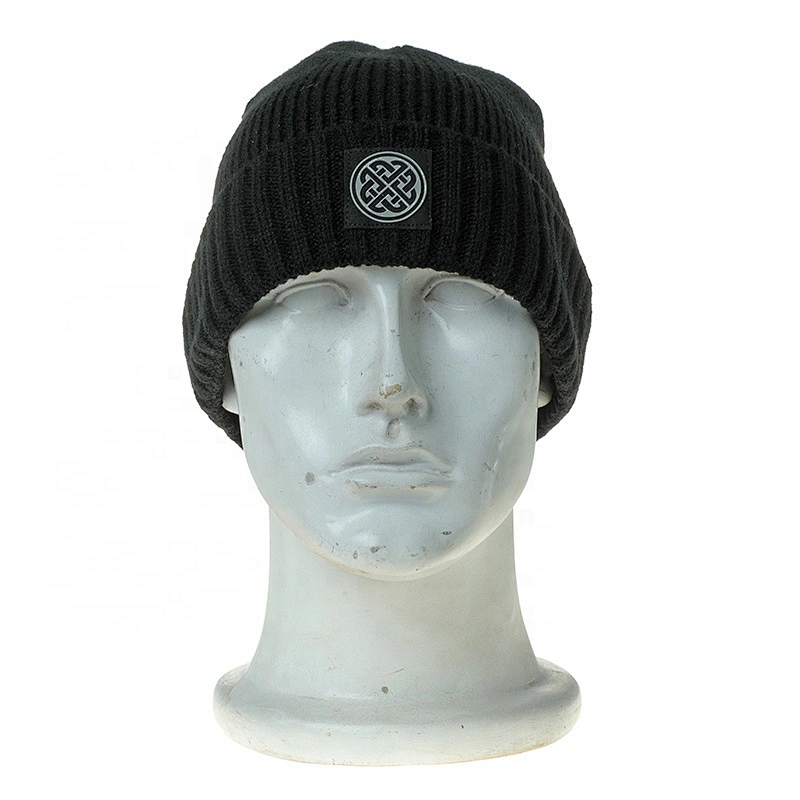Wholesale 100% Acrylic Custom Logo Knitted Beanie Hat