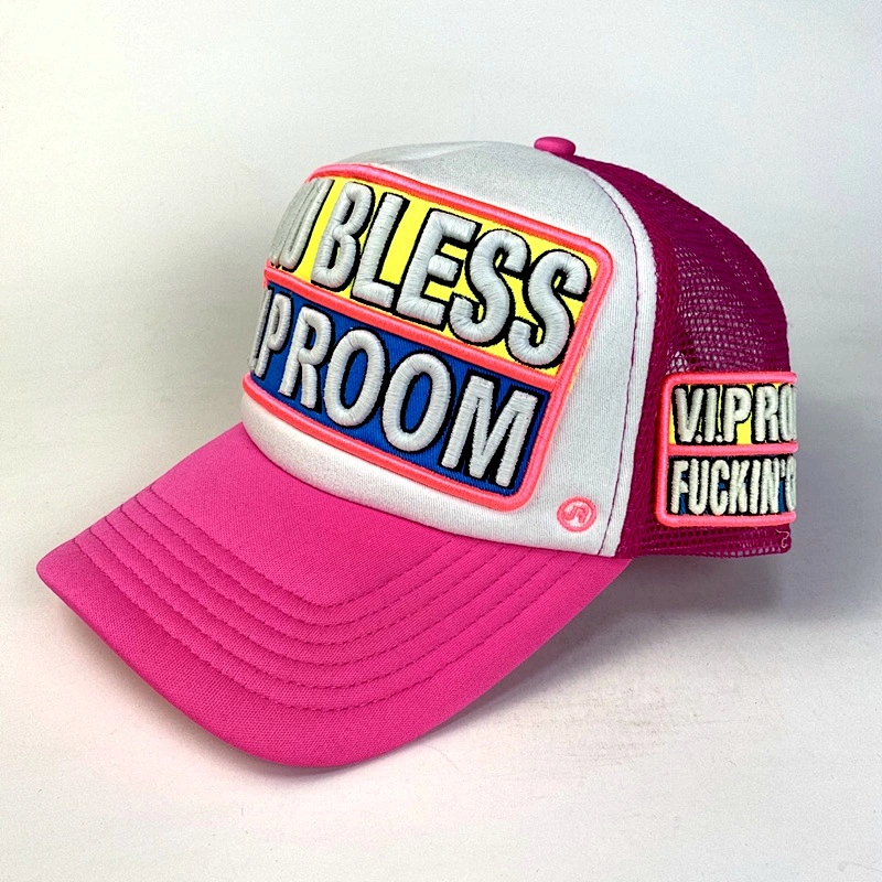 Fashion Quantity 3D Puff Reflective Embroidery Glow in the Dark Designer Trucker Mesh Cap Hat for Club
