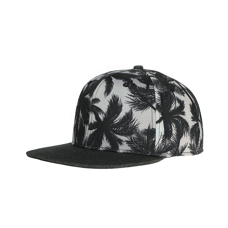 Customized Plain Snapback Cap Hat Floral Sublimation Printed Hip Hop Cotton Polyester Promotinal Sports Blank Cap