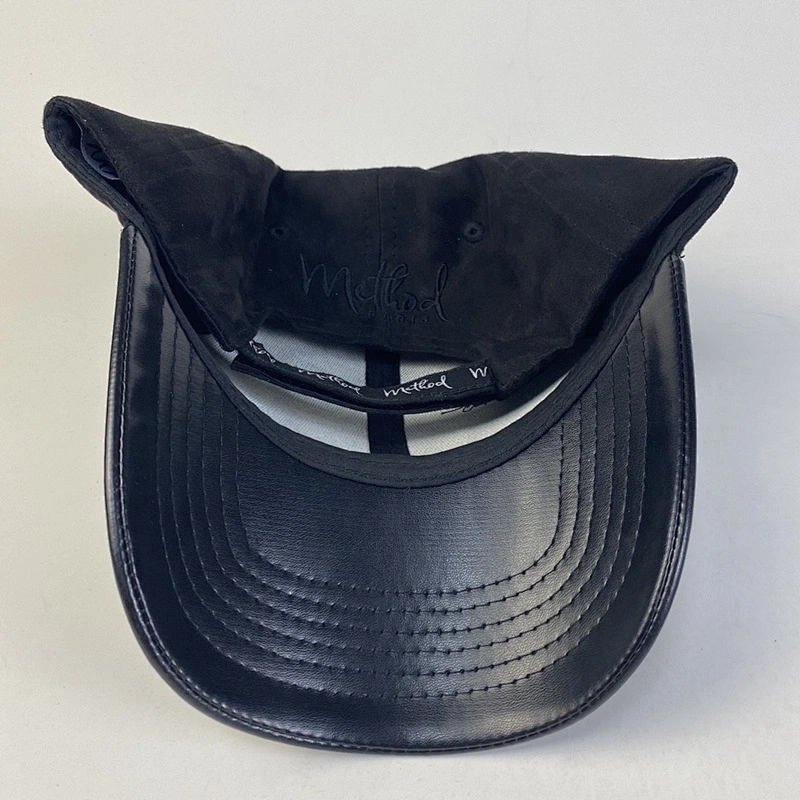New Fashion Custom 6 Panel PU Leather Hat Suede Baseball Cap for Men and Adults