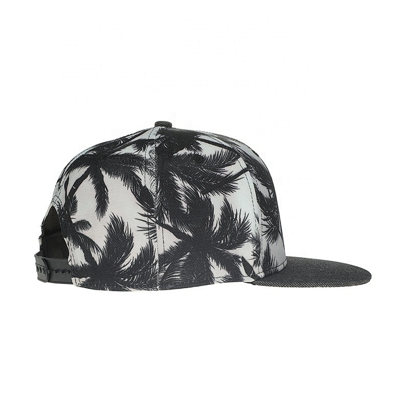 Customized Plain Snapback Cap Hat Floral Sublimation Printed Hip Hop Cotton Polyester Promotinal Sports Blank Cap