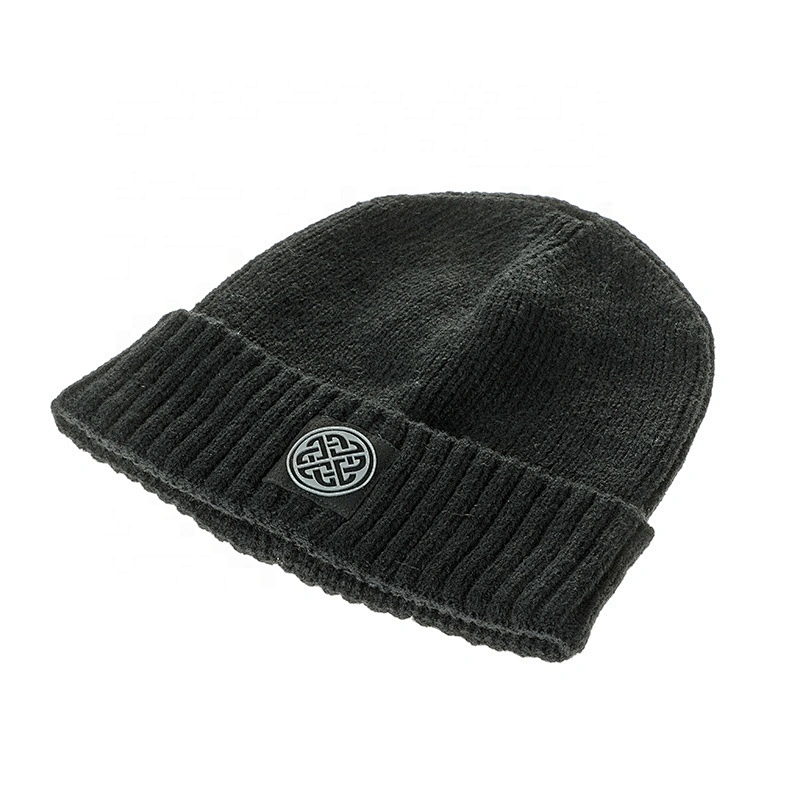 Wholesale 100% Acrylic Custom Logo Knitted Beanie Hat