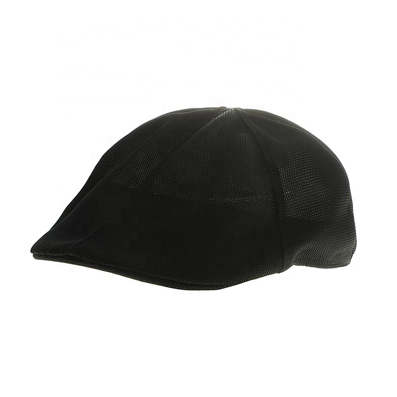 Black Wholesale Ivy Mesh Cap Flat Beret Customized Designer Outdoor Hat Breathable Peaked Hat Cap for Men