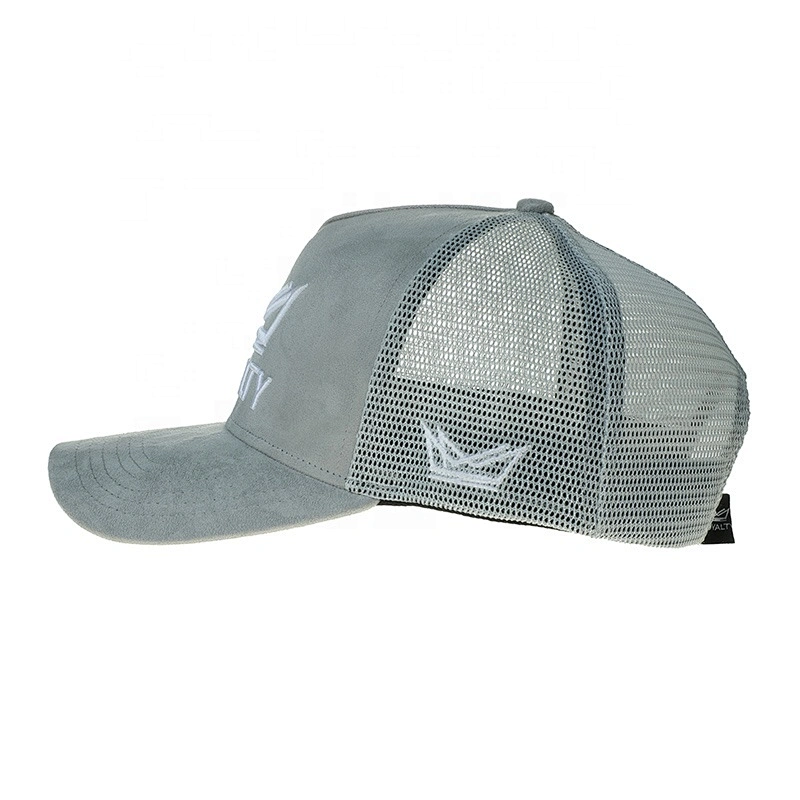 2021 Wholesale Customized Embroidery Suede Velvet Velour 5 Panel Snap Back Trucker Mesh Hat Sports Caps