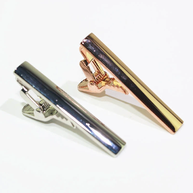 metal tie clip pin mens high quality silver necktie clips with custom printed logo
