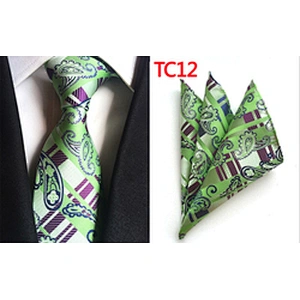 Fashionl Paisley Neckties with Pocket Square Custom Ensemble Cravate Mouchoirs Wholesale Men Ties and Hanky Set