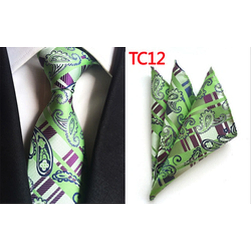 Fashionl Paisley Neckties with Pocket Square Custom Ensemble Cravate Mouchoirs Wholesale Men Ties and Hanky Set