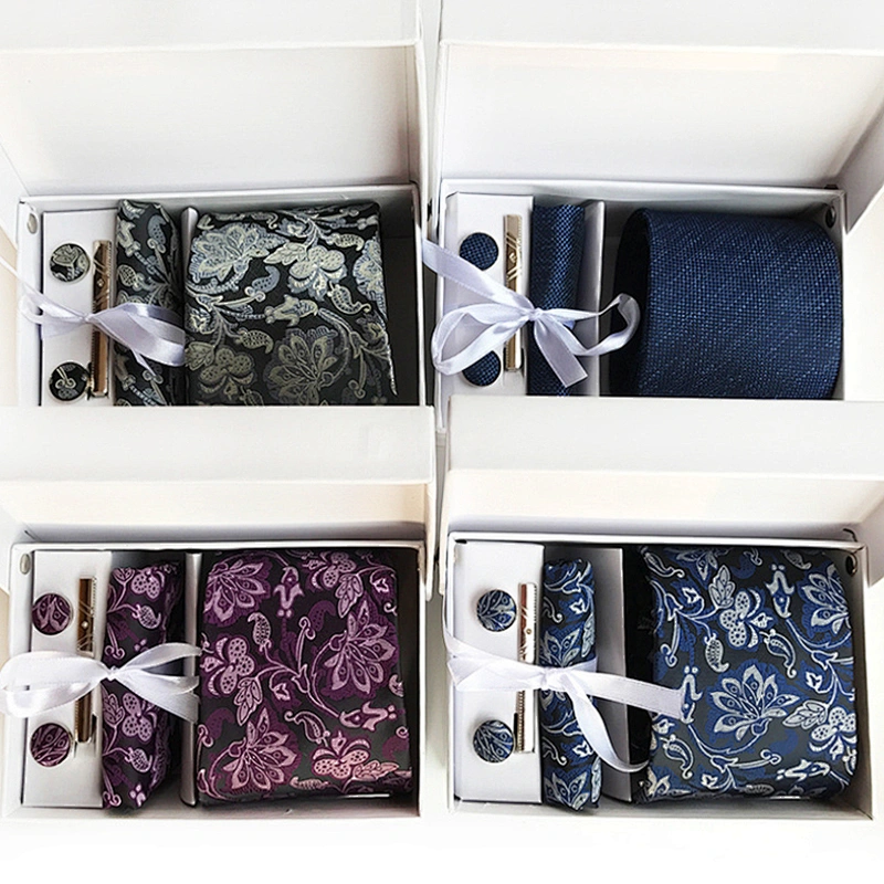 Paisley Neckties With Pocket Squares Custom Men Ties and Hanky Set Casual Tie Clip Pocket Square and Cufflink Set Gift Box