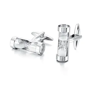 Custom charming high-end white sand timer shirt cufflinks
