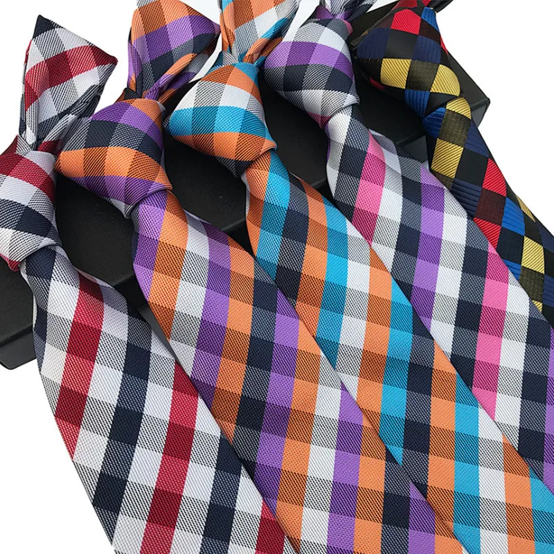 Classic Grid Corbatas Hombres Polyester Woven Neck Ties For Men Luxury Ties Men Custom Logo