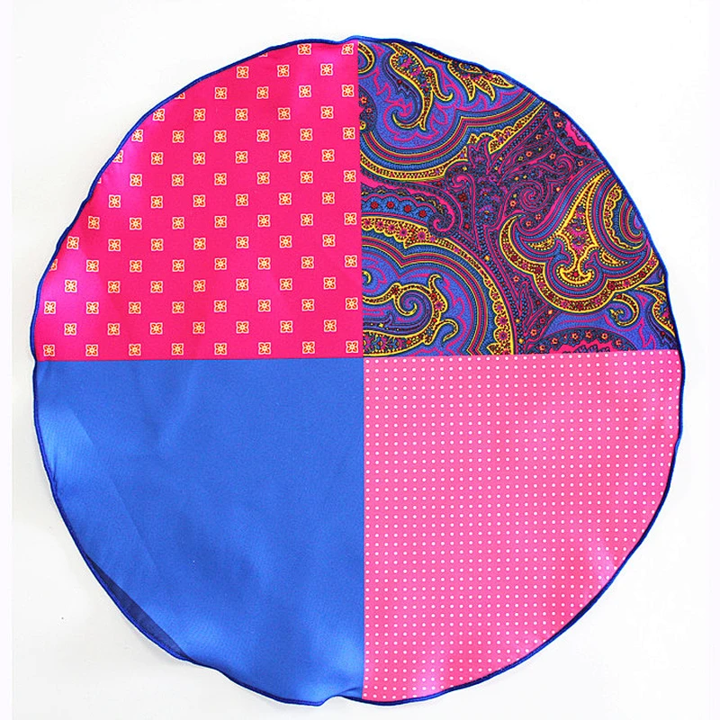 2018 new spring collection plain color black pocket round handkerchief round hot selling PR0048