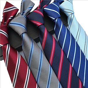 Casual Corbatas Hombres Striped Neck Ties For Men Polyester Woven Necktie Set Gift Box Custom Logo