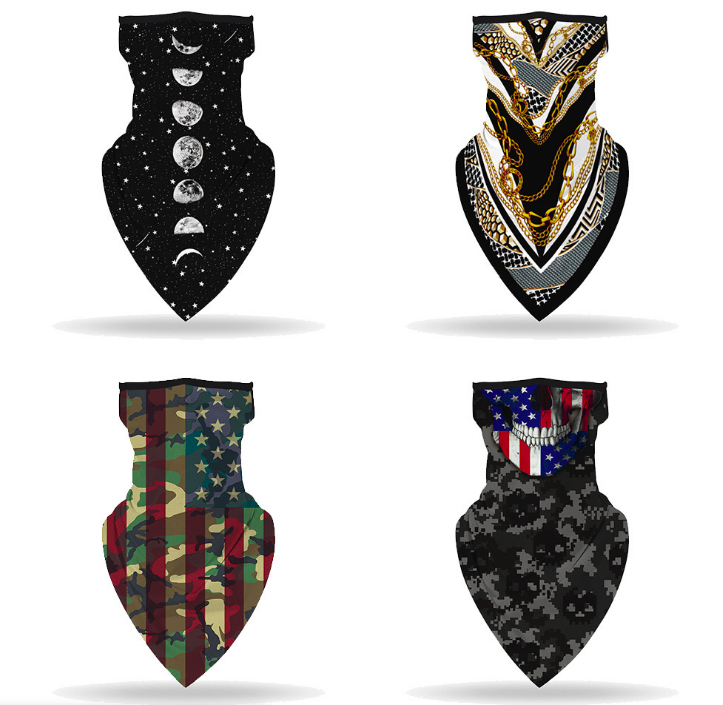 Bandana Custom Logo Multifunction Seamless Outdoor Cycling Sunshade Triangle Face Scarf Neck Gaiter With Ear Loop