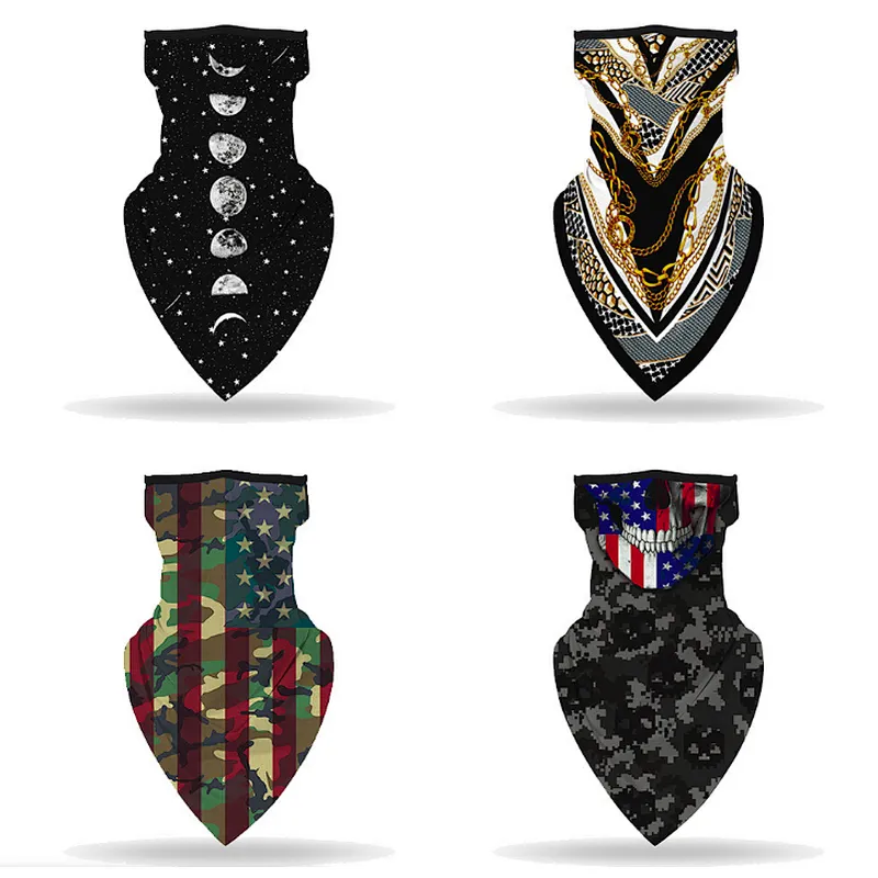 Bandana Custom Logo Multifunction Seamless Outdoor Cycling Sunshade Triangle Face Scarf Neck Gaiter With Ear Loop