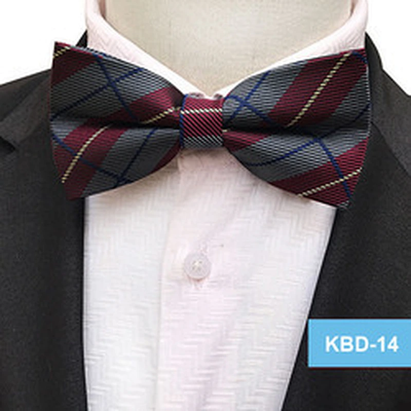Custom Bow Tie Kids Fashion Casual Boys Bow Tie Set With Logo Polyester Grid Italian Bow Ties For Men