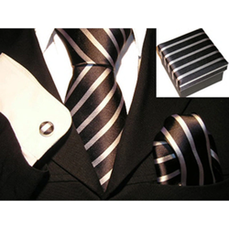 Wholesale Silk Tie Set Luxury Neckties With Pocket Square Men Handkerchief In Gift Box Custom Tie Pocket Square and Cufflink Set