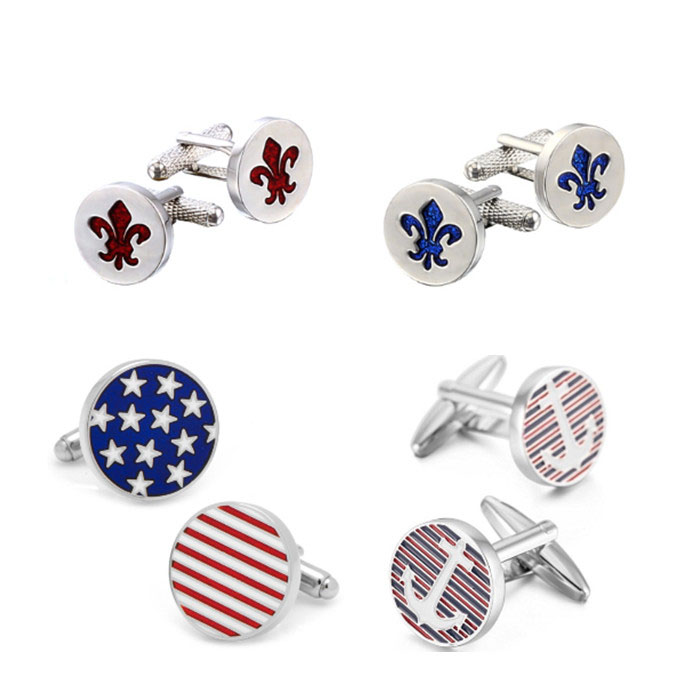 Fashion Logo Cufflinks Cuff Links or Tie Clips Silver and Steel Plating