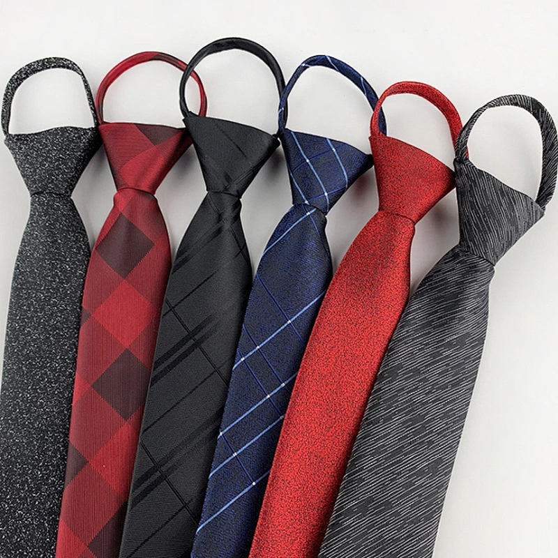 Custom Zipper Tie Fashionable No Tie Plain Boys Zipper Necktie Jacquard Lazy Zipper Ties For Men