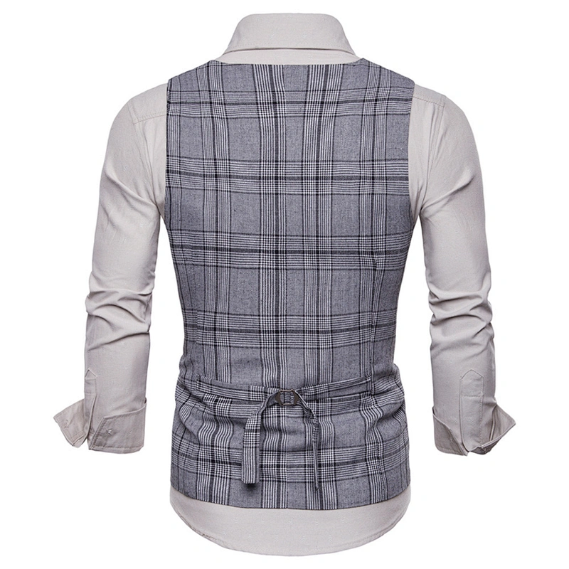 Casual Striped Chalecos Hombre Custom Suit Vest Men Double Breasted Formal Cotton Men Vest Waistcoat