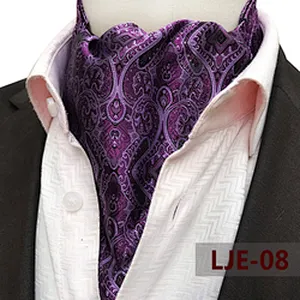 Fashion Paisley Folard Mens Ascot Casual Cravate Homme Polyester Jacquard Woven Ties For Men Italian