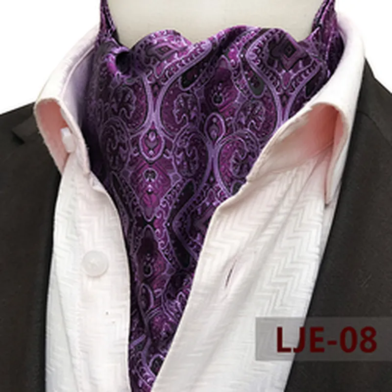 Fashion Paisley Folard Mens Ascot Casual Cravate Homme Polyester Jacquard Woven Ties For Men Italian