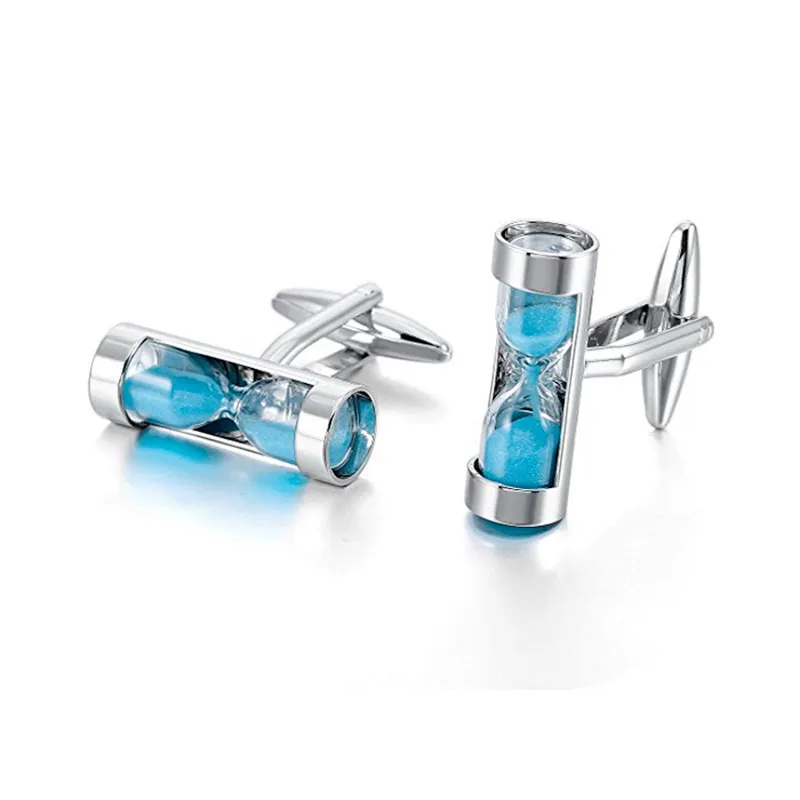 Custom charming high-end white sand timer shirt cufflinks