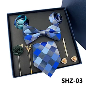 Solid Costume Cravate 8 Pieces Fashion Necktie Set Gift Box Luxury Mens Tie Sets Gift Box Paisley Neck Tie Gift Set